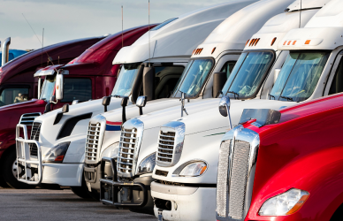 parked semi trucks