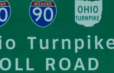 road sign for ohio turnpike toll road