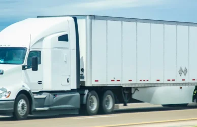 white semi truck with underride guards