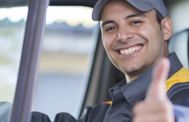 delivery driver giving thumbs up