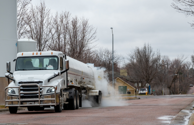 white semi truck on road