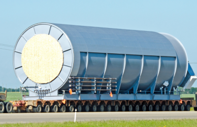 oversized load on equipped semi truck