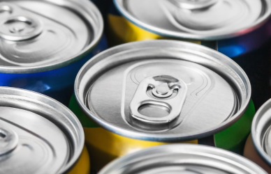 several cans in multiple colors looking down from the top