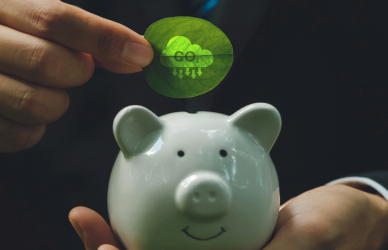 piggy bank being filled with carbon emissions