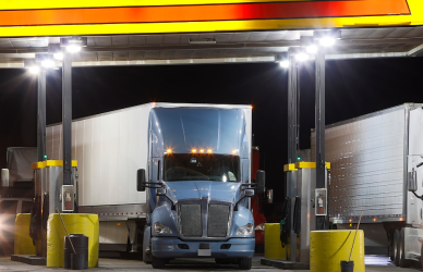 semi trucks at truck stop