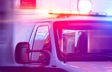 ambulance with lights on