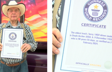 Doyle Archer the worlds oldest trucker guiness world records certificate