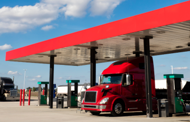 semi trucks at truck stop