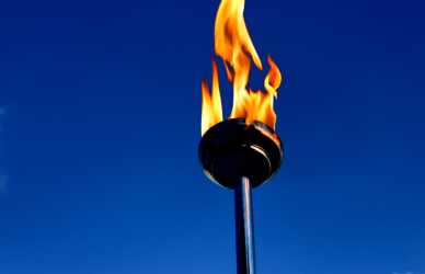 Olympic Torch with blue sky in the background