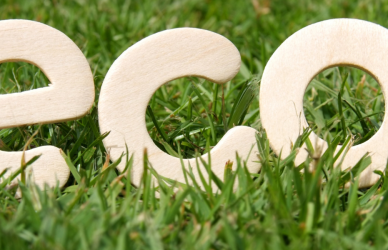 eco letters in green grass, eco-friendly , sustainable freight jb hunt