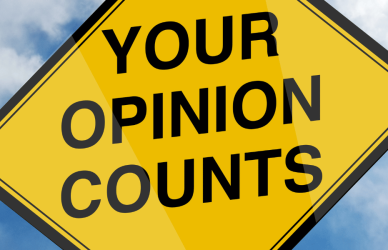 your opinion counts road sign