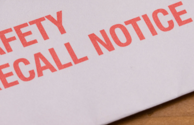 Envelope stamped with safety recall notice