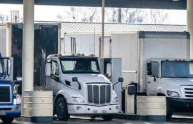 Trucks parked at a truck stop