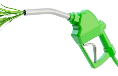 fuel pump that is spraying green plants