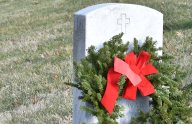 wreaths on gravestones