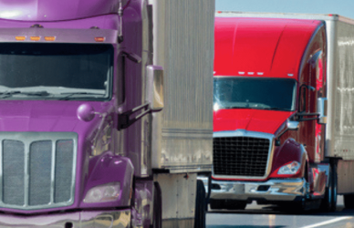 convoy of semi trucks on road