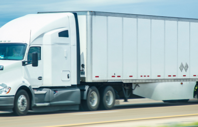 white semi truck on road