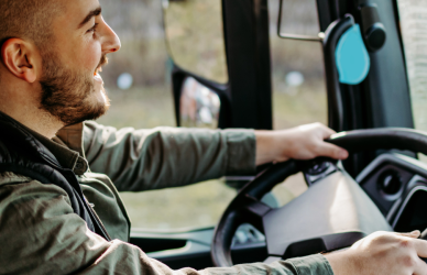 man driving semi truck