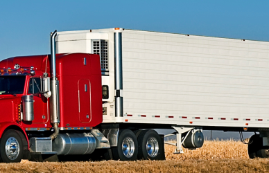 red semi truck on road