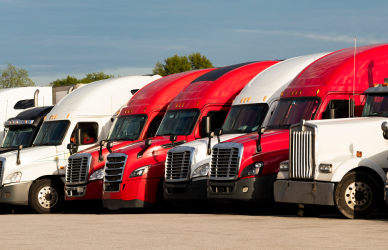 parked semi trucks