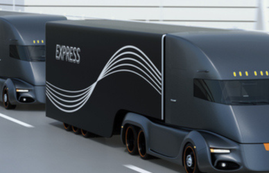 rendering of self driving semi trucks