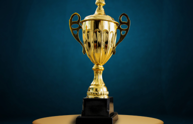 trophy on blue background