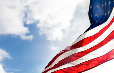 American flag waving in the wind