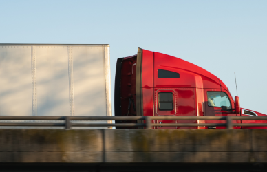semi truck on bridge