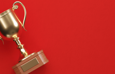 Award cup/trophy on a red background