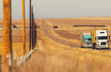 semi trucks on rural road