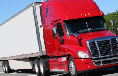 red semi truck on highway