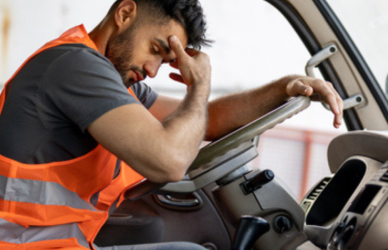 exhausted truck driver