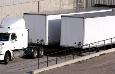 semi with trailer at a loading dock