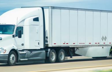 white semi truck with underride guards