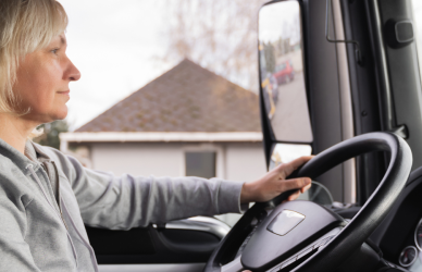 woman driving semi truck