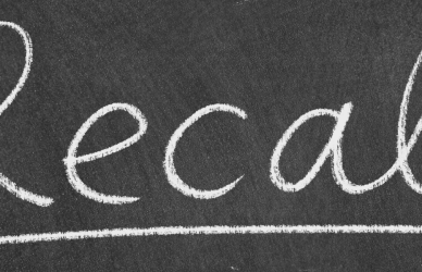 the word recall written in chalk on a blackboard