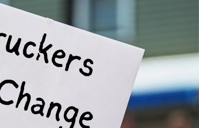 Protest sign reading truckers for change