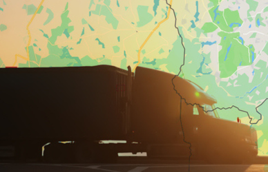 semi truck silhouette with gps background