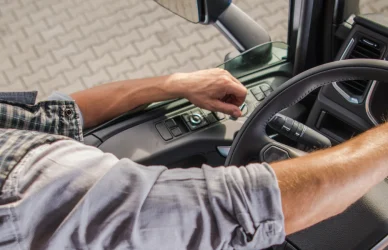 Man driving semi truck
