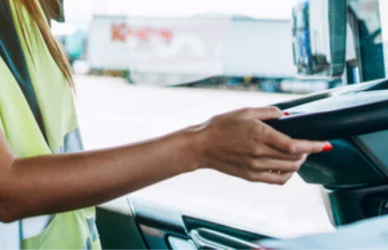 woman driving semi truck