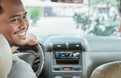 ride share driver with passenger