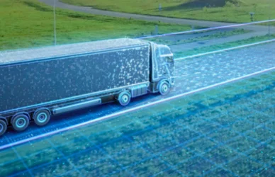 autonomous truck on rural highway