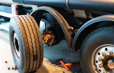 Truck tire repair shop