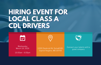 local cdl drivers job fair hiring event washington d.c. capitol heights md