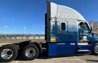 Hirschbach Motor Lines has taken another step in honoring military veterans with the introduction of its newest themed truck, dedicated specifically to Navy service members.