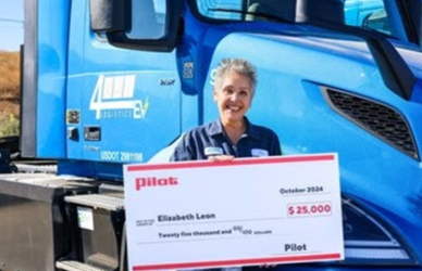 celebrating Elizabeth "Liz" Leon, a dedicated truck driver from Victorville, California, who was awarded $25,000 as the grand prize winner of Pilot's 2024 Road Warrior competition. With over 19 years of experience and an impressive safety record, Liz exemplifies the commitment and excellence of truck drivers across the nation.