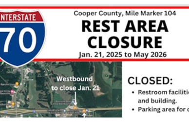Two Missouri rest areas near Boonville on I-70 are temporarily closing for renovations, with truck parking remaining open. Updates will improve accessibility, ADA compliance, and visitor comfort, expected to complete by spring 2026.