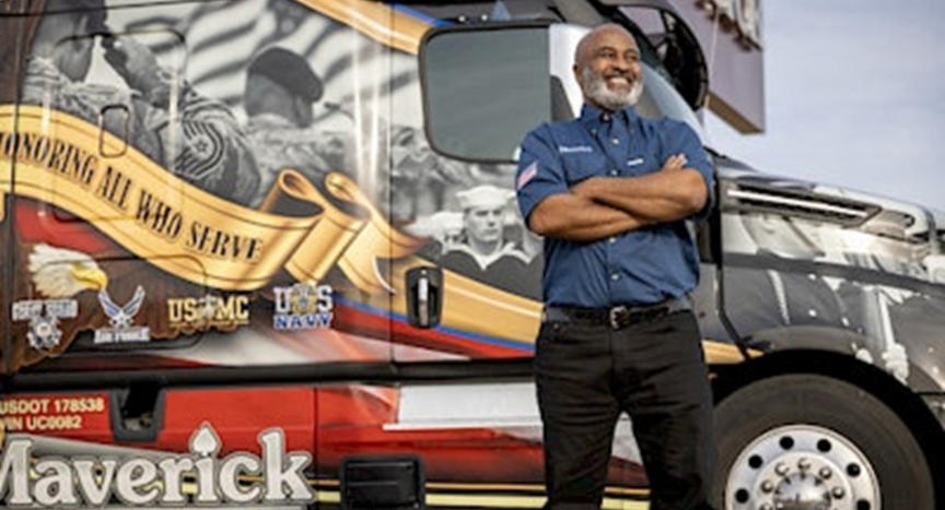 Army veteran Darryl Hammond has been selected to drive Maverick Transportation’s prestigious “Salute” truck, honoring military service. With nearly two decades at Maverick, Hammond has mentored 59 drivers and was named Dedicated Driver of the Year in 2022.