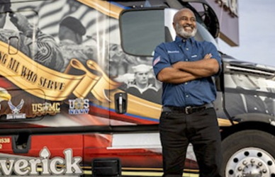 Army veteran Darryl Hammond has been selected to drive Maverick Transportation’s prestigious “Salute” truck, honoring military service. With nearly two decades at Maverick, Hammond has mentored 59 drivers and was named Dedicated Driver of the Year in 2022.