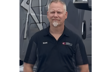 Truck driver Scott Miller was named Highway Angel after helping injured passengers during a bus crash near Green Bay, Wisconsin.